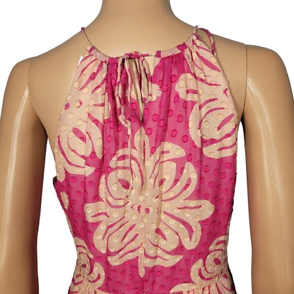 Vineyard Vines Women's Medallion Silk Blend Pink Halter Maxi Dress Size 6 - Picture 8 of 12